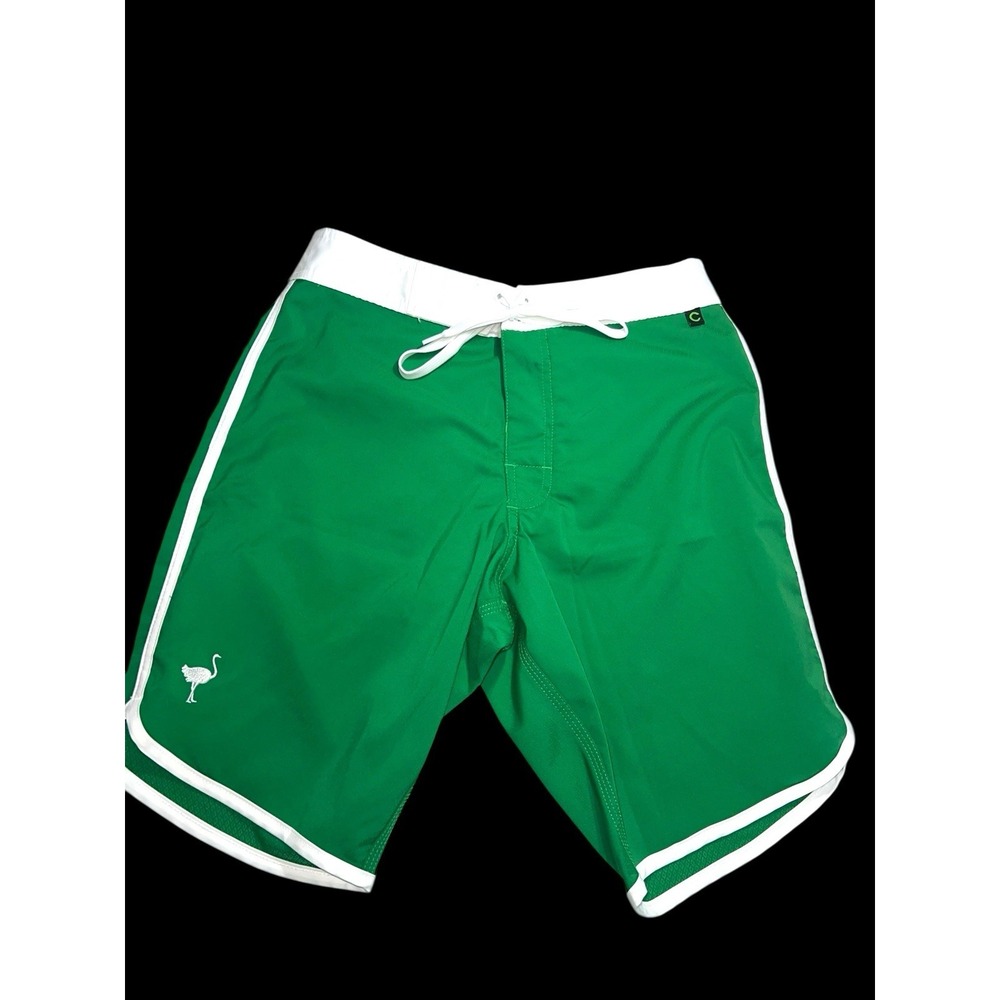 THE CHIVE Men's Swim Short Trunks Size‎ 28 Kelly Green & White  2-Way Stretch